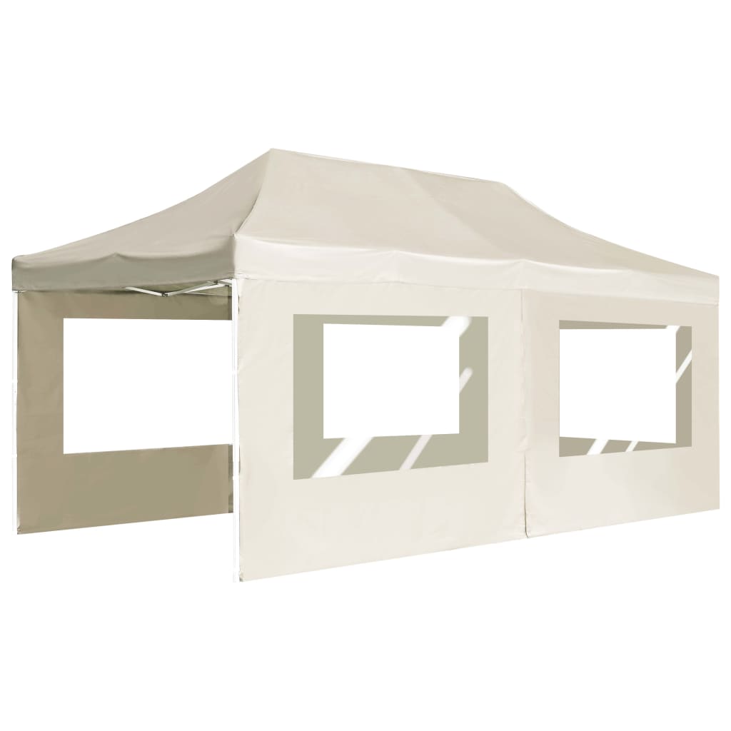 Profi-Partyzelt Faltbar mit Wänden Aluminium 3×3m Weiß