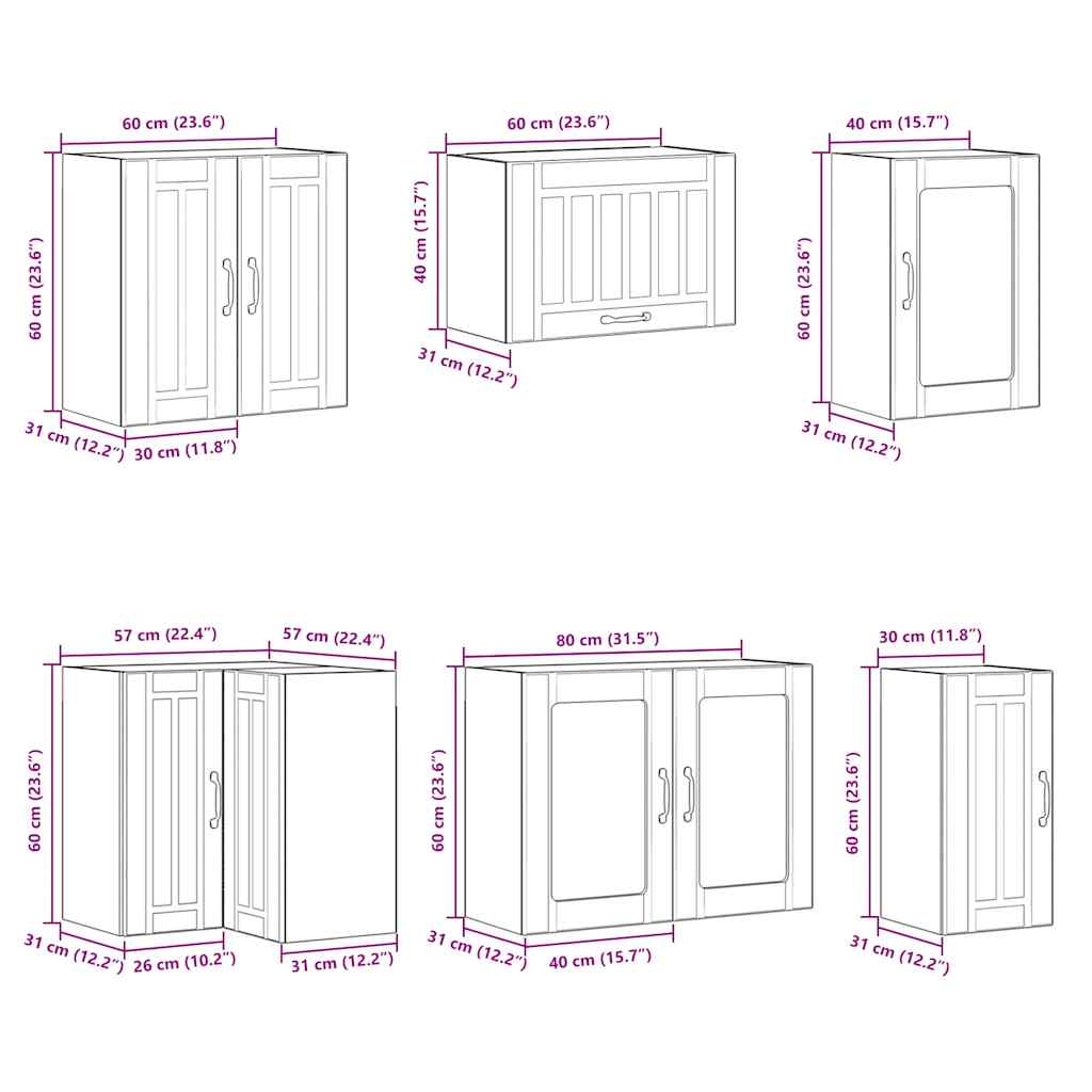11-tlg. Küchenschrank-Set Lucca Weiß Holzwerkstoff