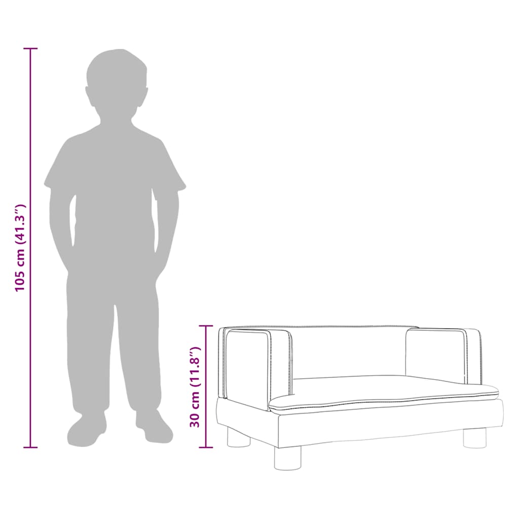 Kindersofa Schwarz 60x40x30 cm Kunstleder