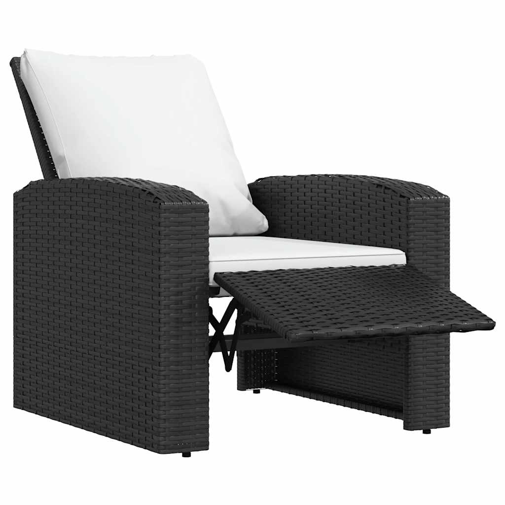 Gartensessel Verstellbar mit Kissen Hellbraun Poly Rattan