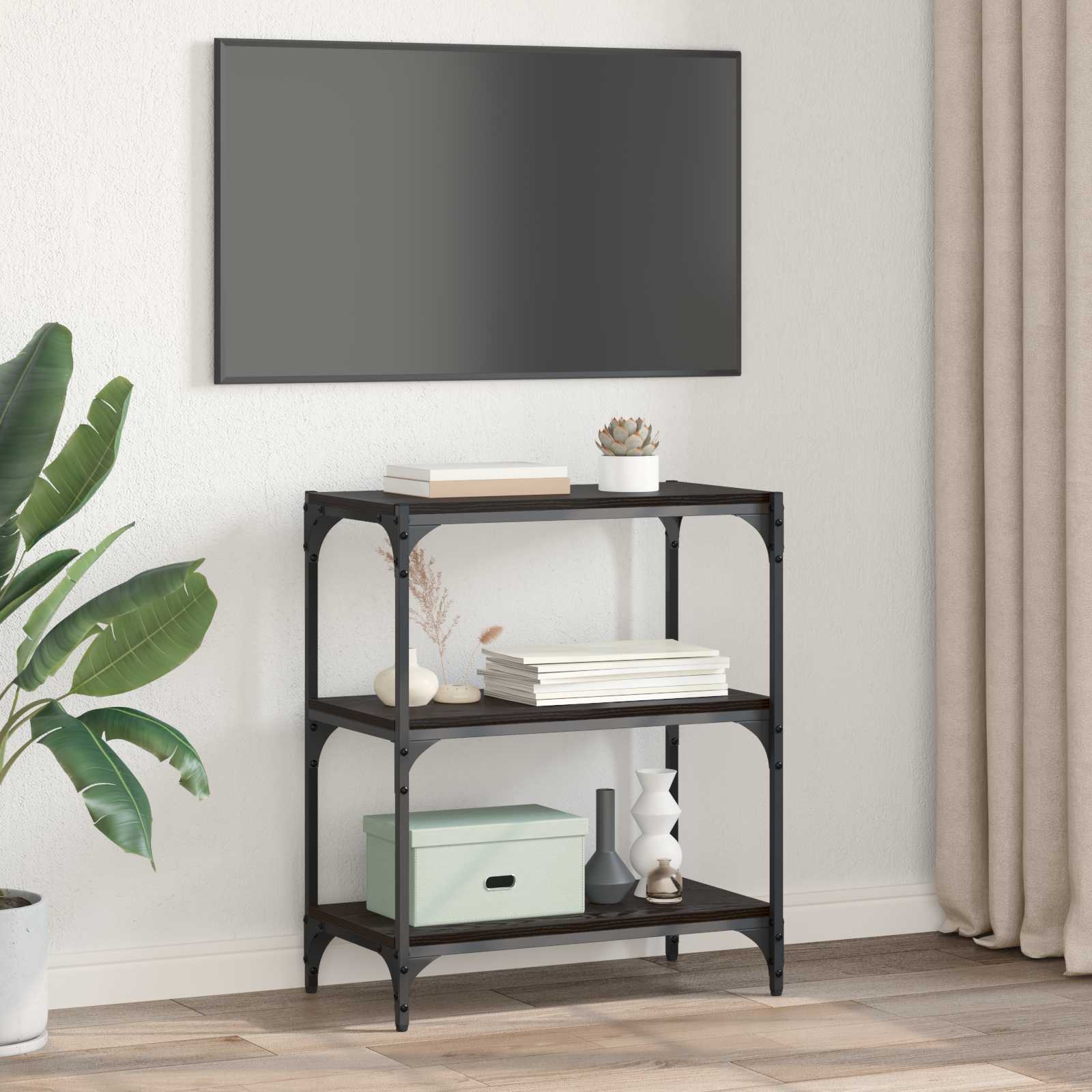 Bücherregal Schwarz 40x33x70,5 cm Holzwerkstoff und Stahl