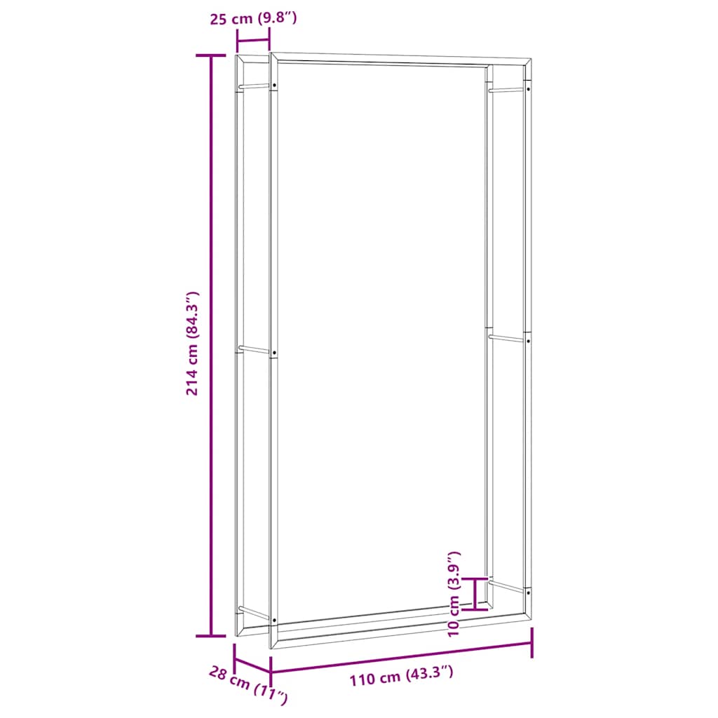Brennholzregal 50x28x94 cm Edelstahl