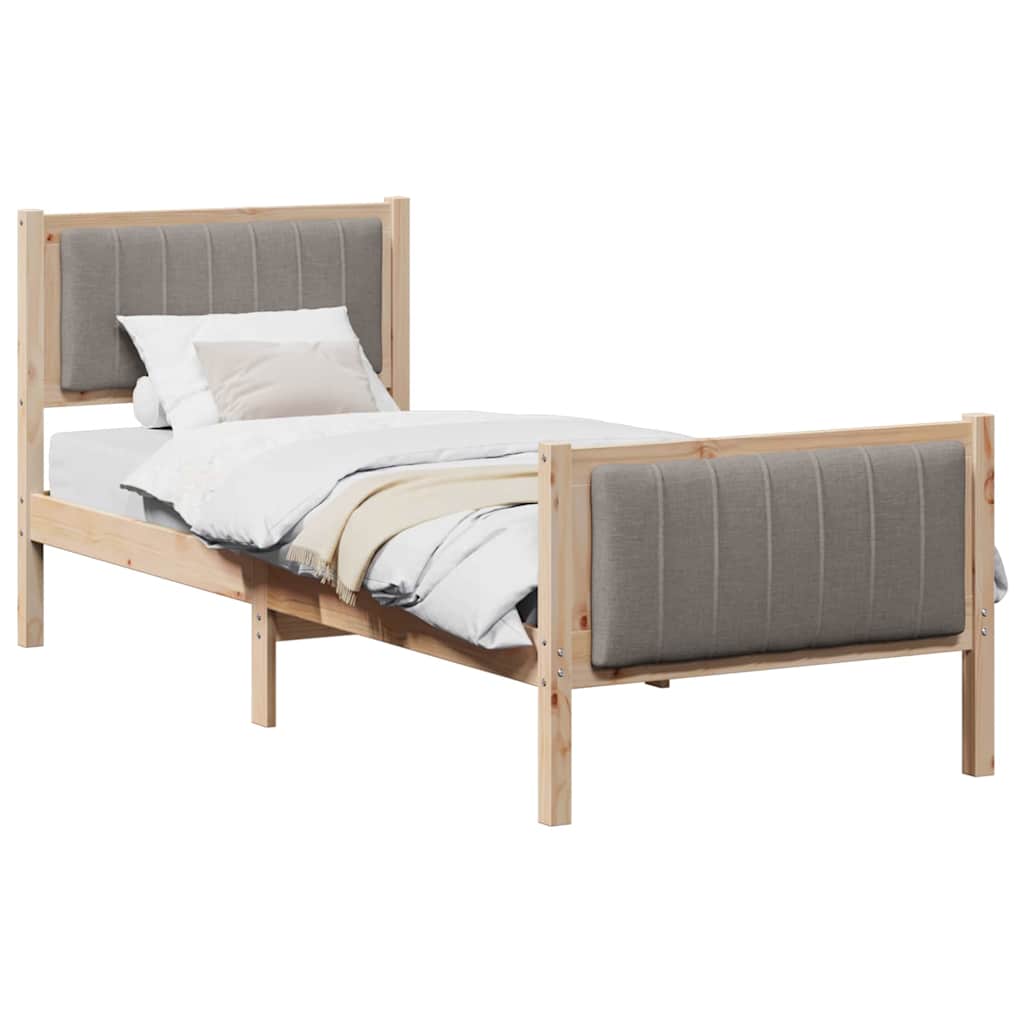Bettgestell Braun und hellgrau 200 x 200 cm Massivholz Kiefer