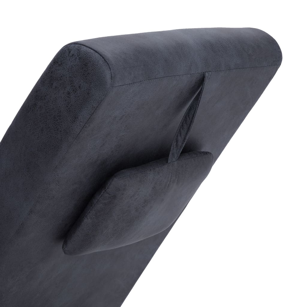 Chaiselongue mit Kissen Braun Wildleder-Optik