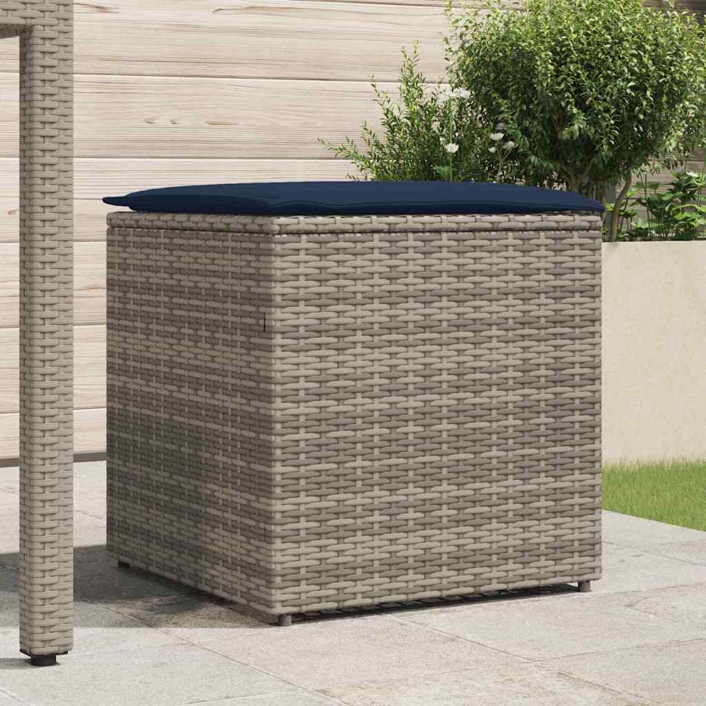 Kissenbox mit Speicher Schwarz 50 x 50 x 50 cm Poly-Rattan