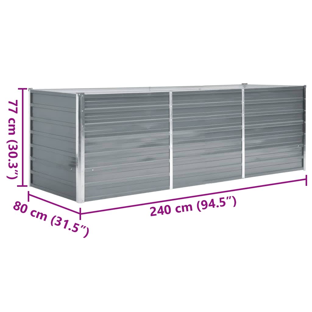 Hochbeet 160 x 80 x 77 cm Verzinkter Stahl Grau