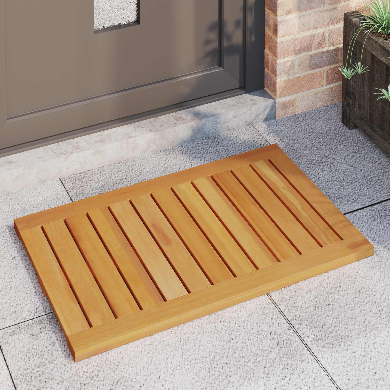Badematte Uni Braun 60 x 40 cm Massives Akazienholz