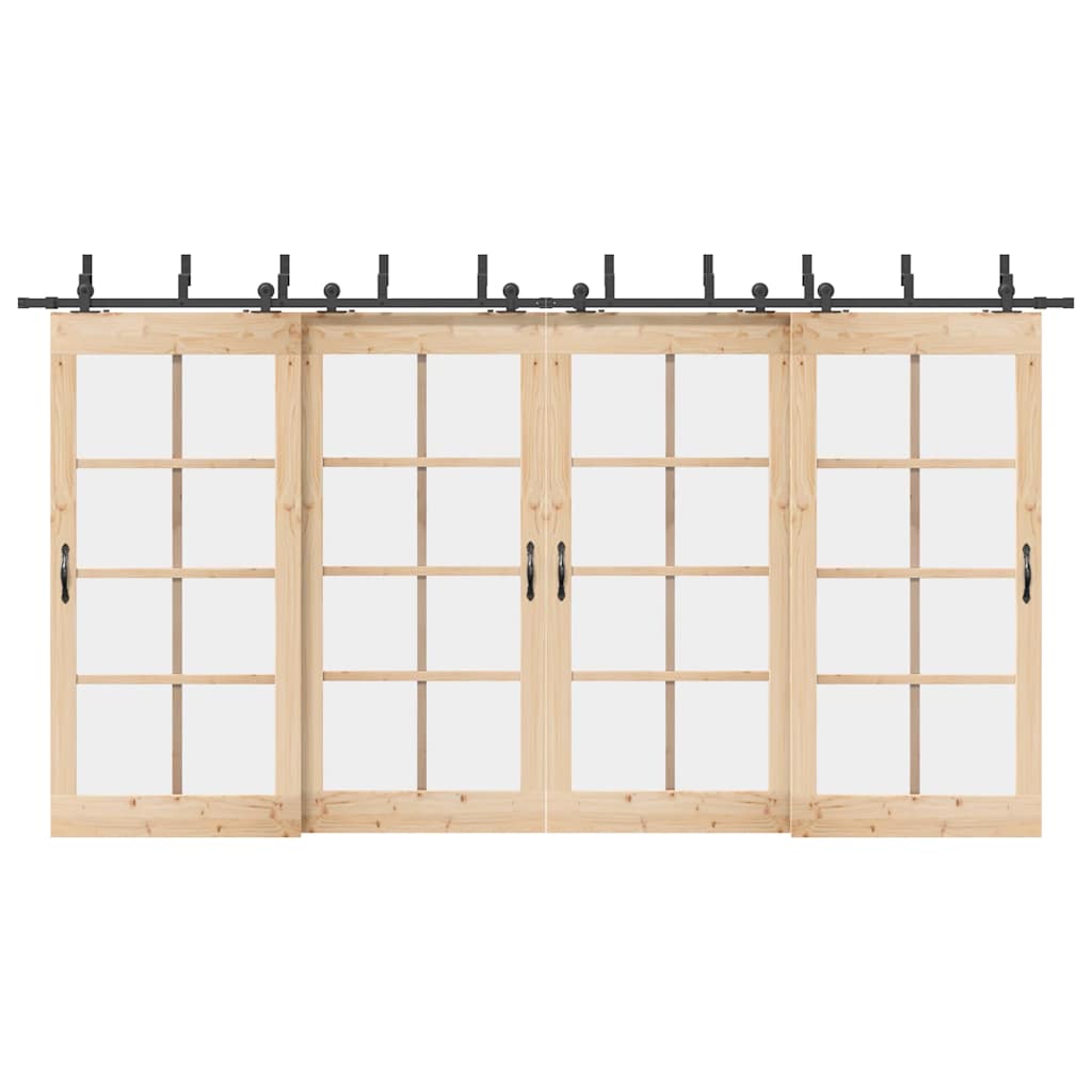 Schiebetürbeschlag-Set 152,5 cm Stahl Schwarz