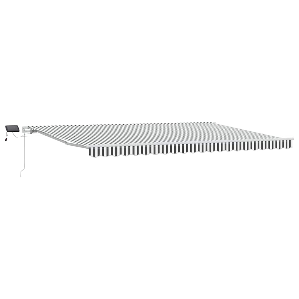 Markise Manuell Einziehbar mit LED 300x250 cm Blau und Weiß