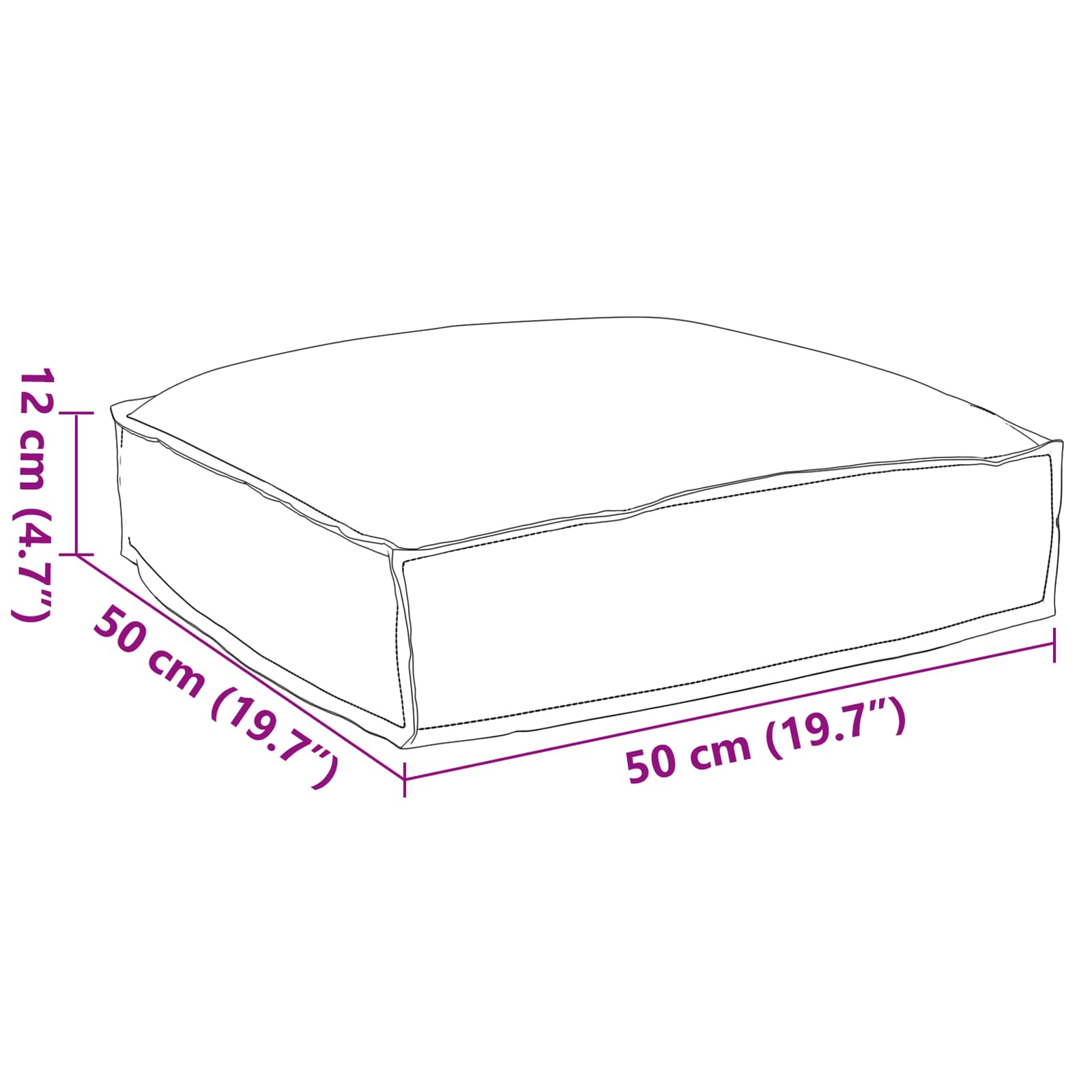 Kissen Grau 50 x 50 x 12 cm Oxford-Stoff