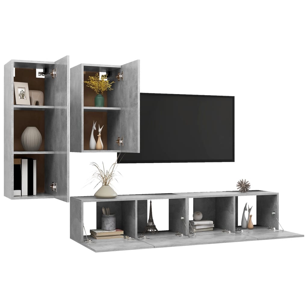 4-tlg. TV-Schrank-Set Weiß Holzwerkstoff