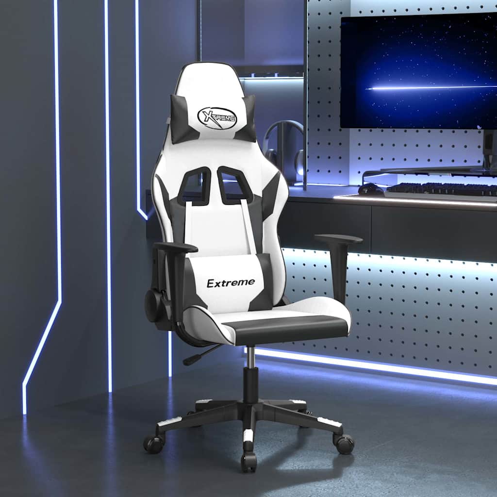 Gaming-Stuhl mit Massagefunktion Schwarz und Blau Kunstleder