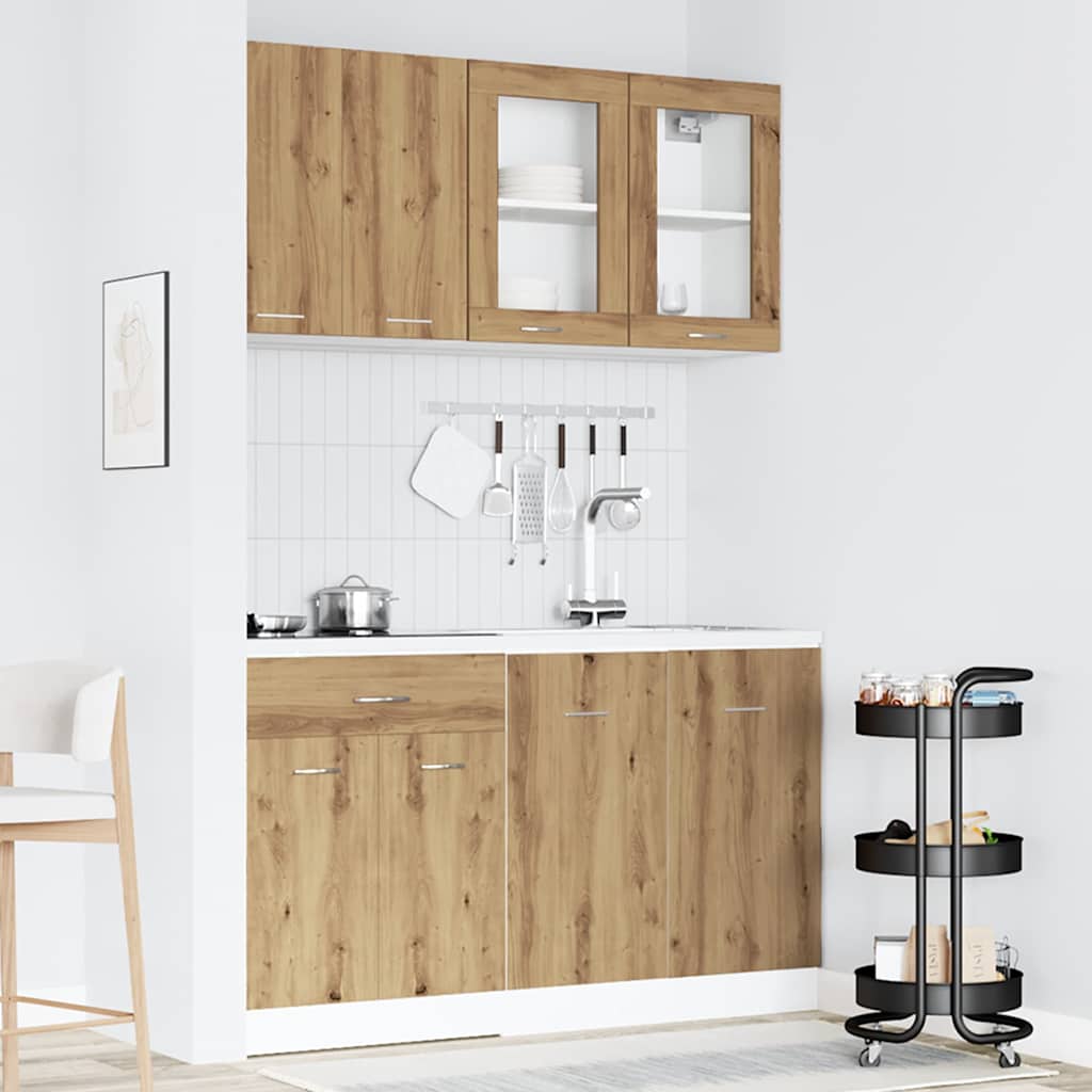 4-tlg. Küchenzeile Lyon Weiß Holzwerkstoff