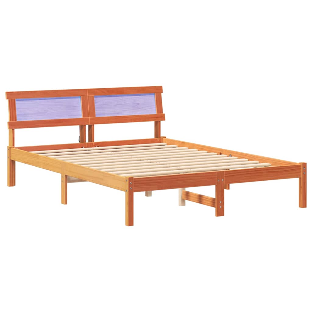 Bettgestell mit Kopfteil Braun 200 x 200 cm Massivholz Kiefer