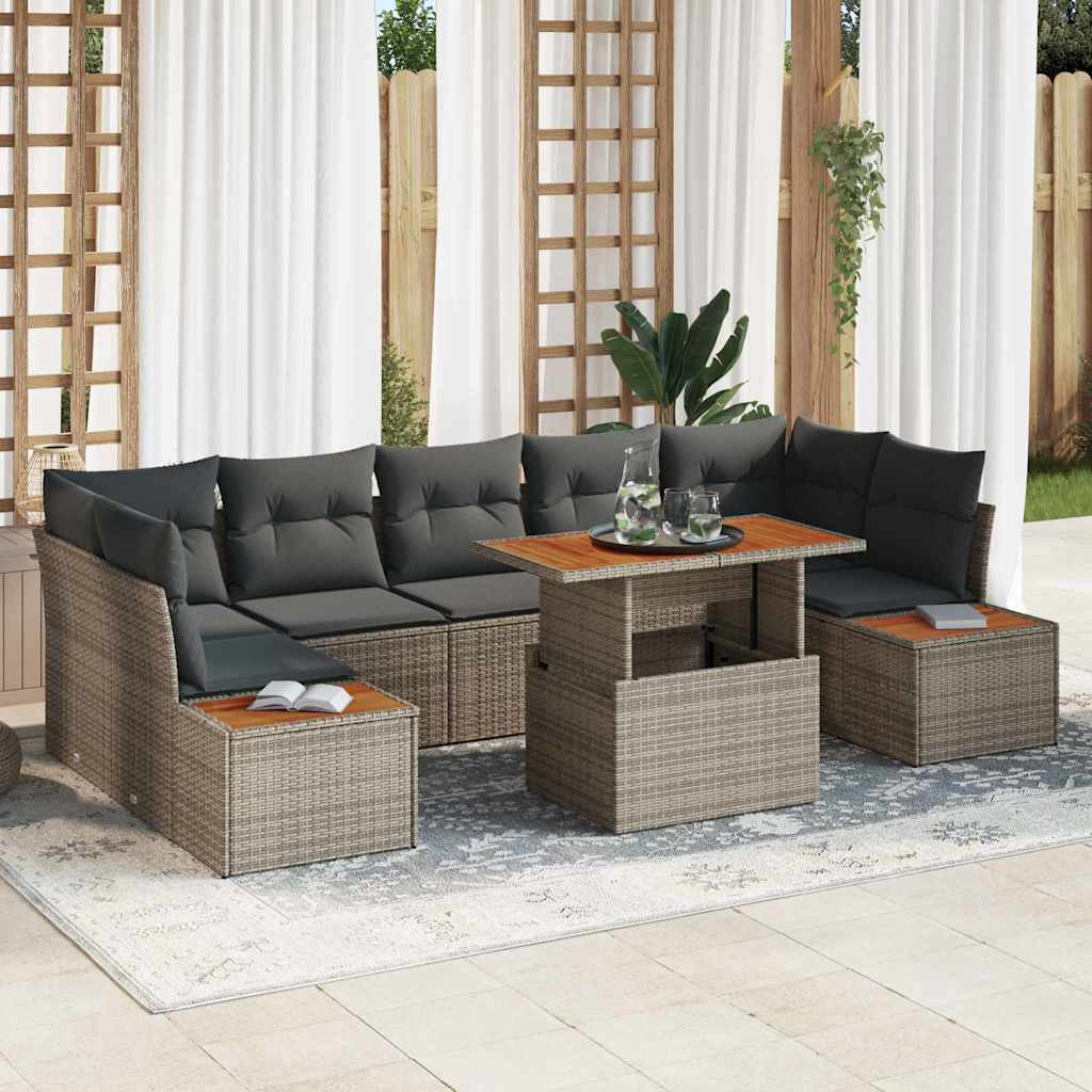 Garten Essgruppe mit Kissen 8 pcs Schwarz und Beige