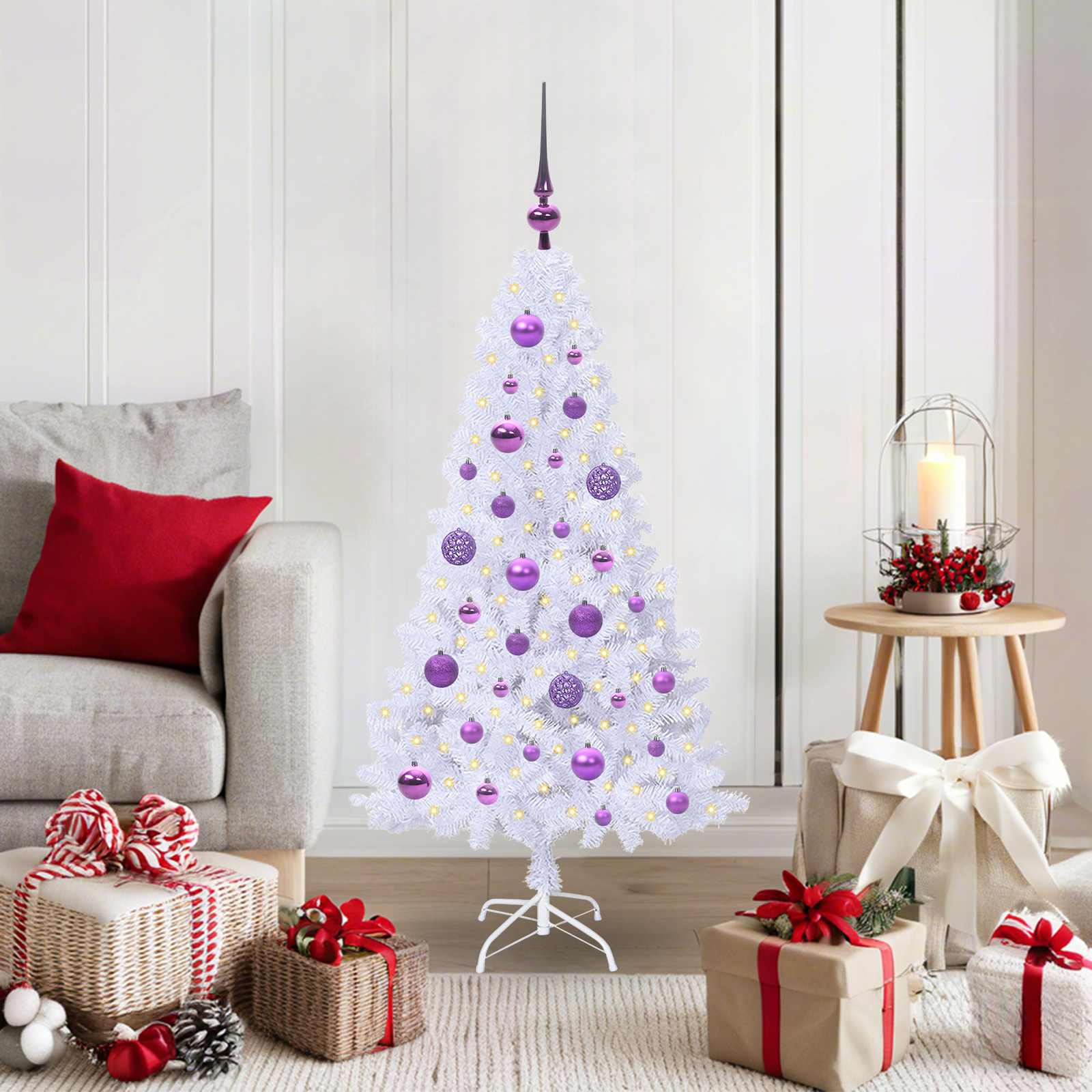 Künstlicher Weihnachtsbaum Weiß 120 cm PVC und Stahl