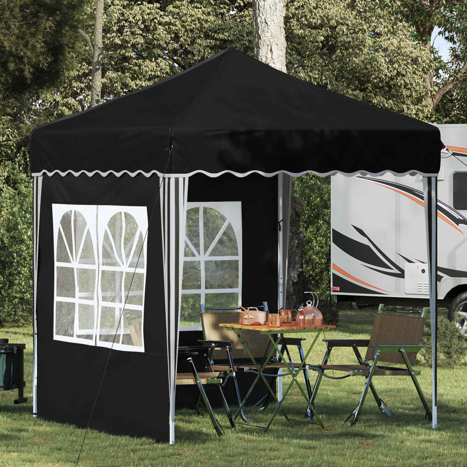 Pop-up Partyzelt 195 x 195 x 245 cm Creme Oxford-Stoff