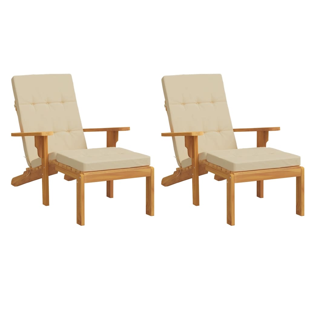 Liegestuhl-Auflagen 2 Stk. Creme Oxford-Gewebe
