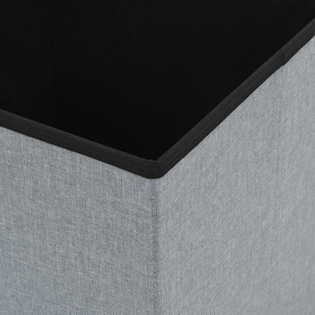 Hocker mit Stauraum Cremeweiß Leinenoptik