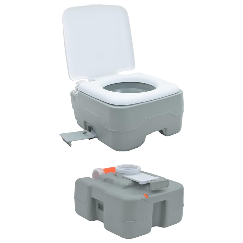 Camping-Toilette Grau und Weiß 41,5 x 36,5 x 37,5 cm