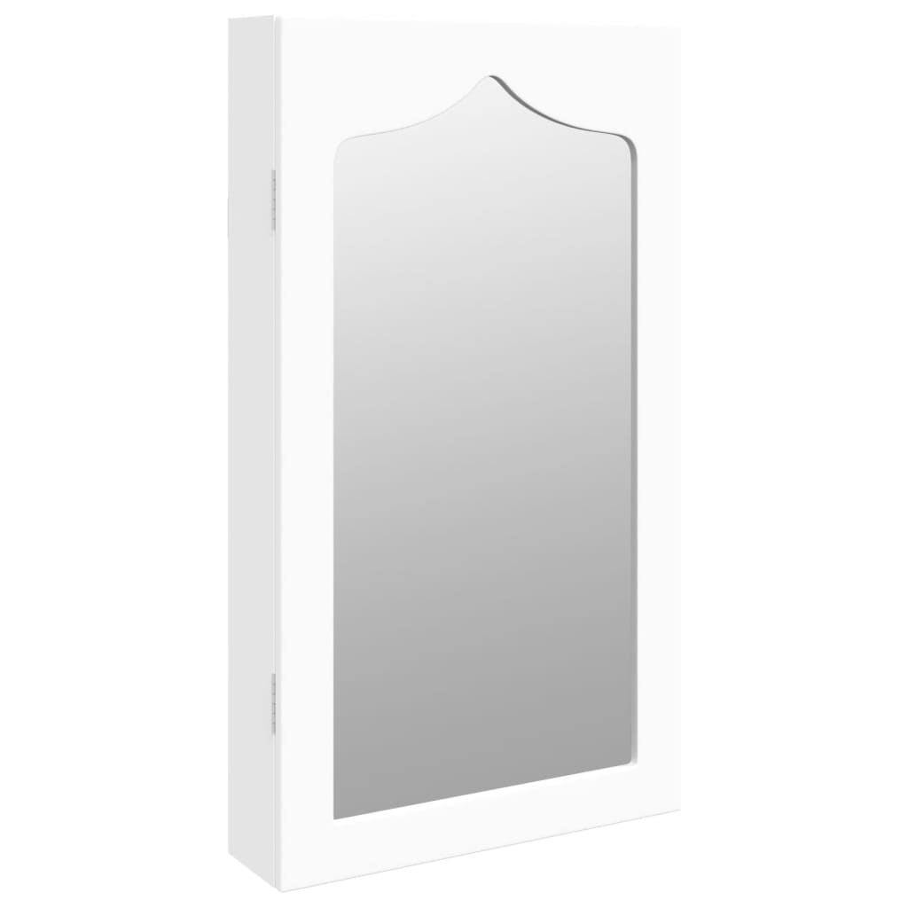 Schmuckschrank mit Spiegel Wandmontage Weiß 37,5x10x106 cm