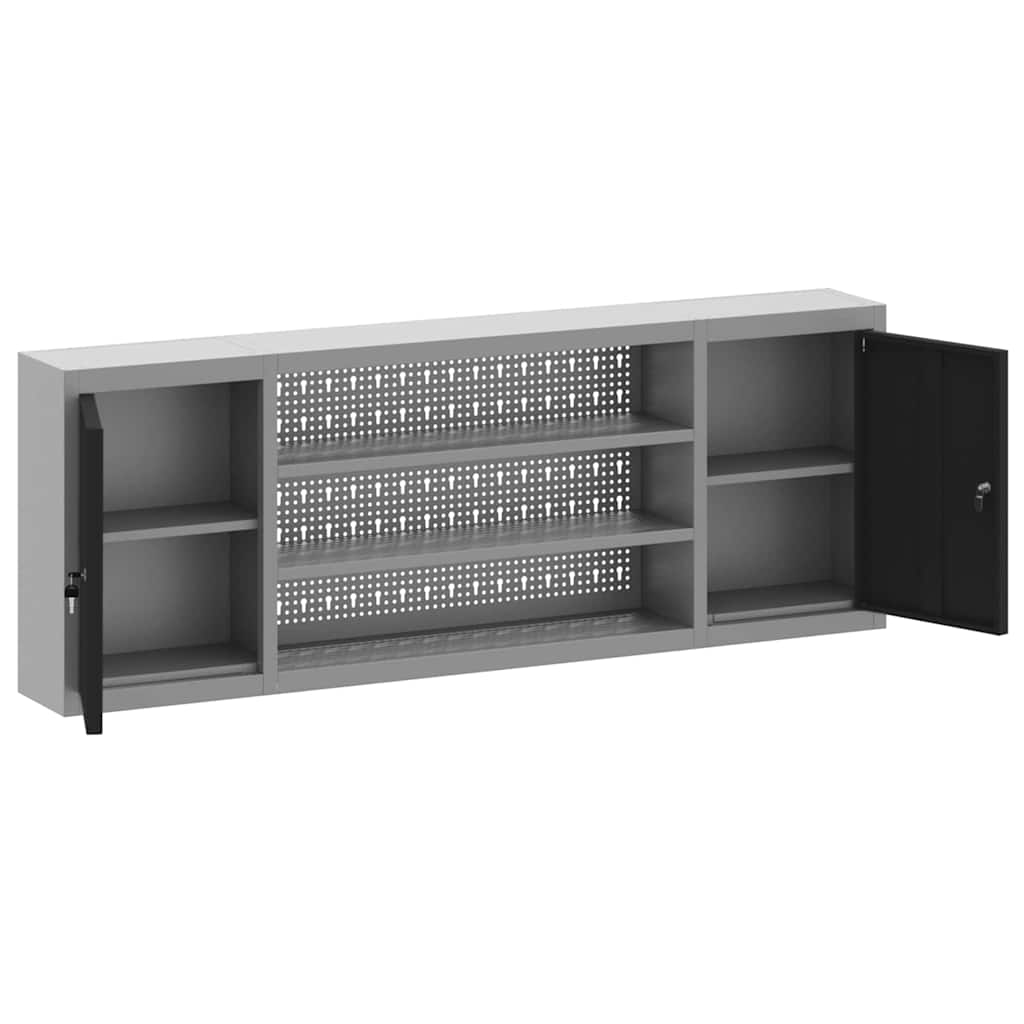 Werkzeugschrank mit Regal Schwarz und Grau 55 x 55 x 55 cm