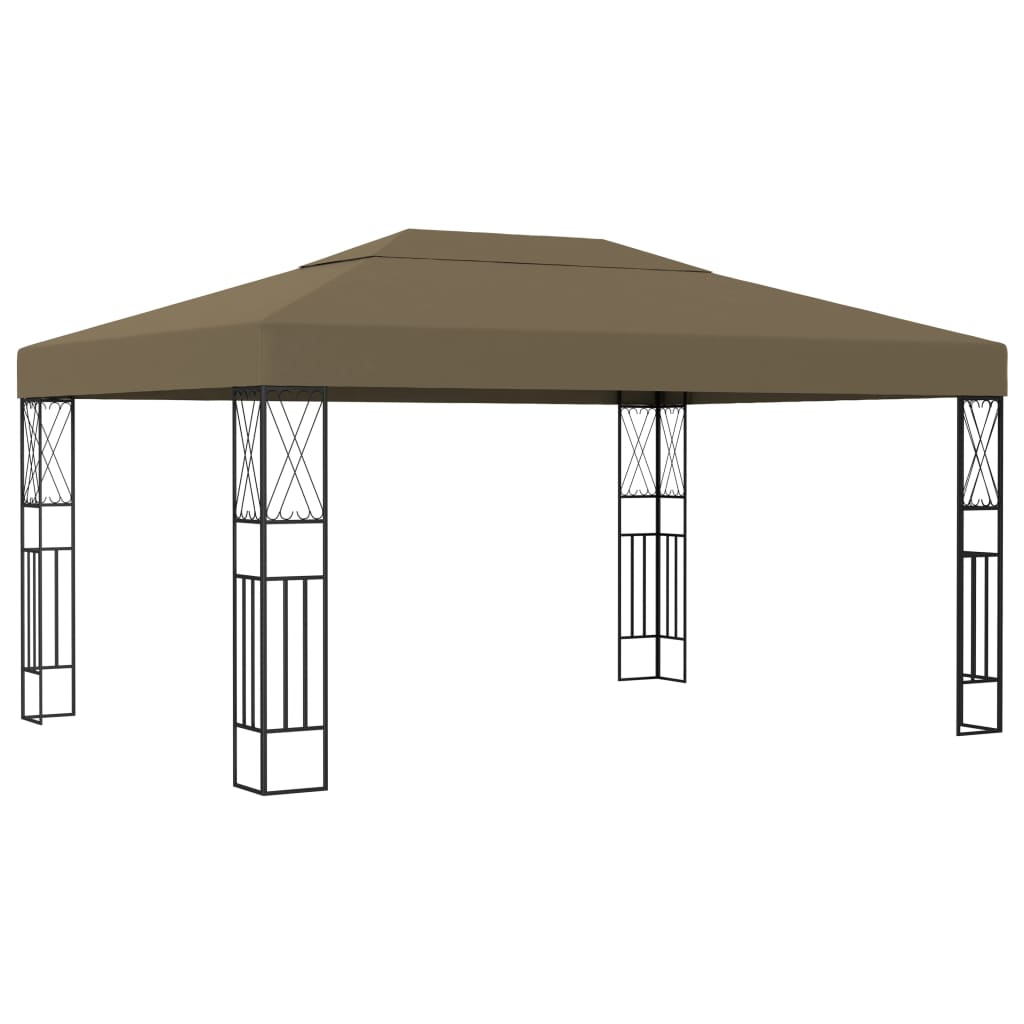 Pavillon mit LED-Lichterkette 3x3 m Creme Stoff