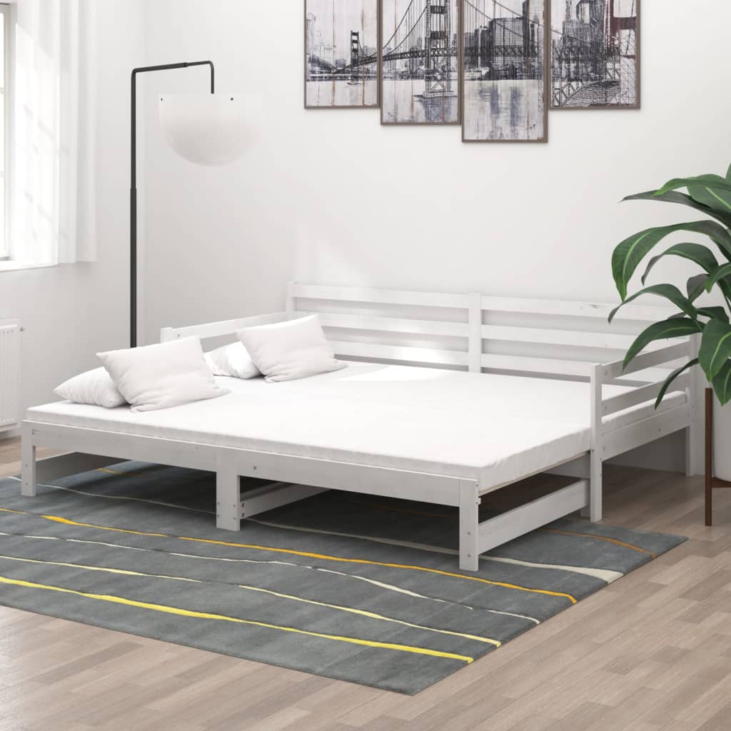 Ausziehbares Tagesbett Grau Massivholz Kiefer 2x(90x200) cm