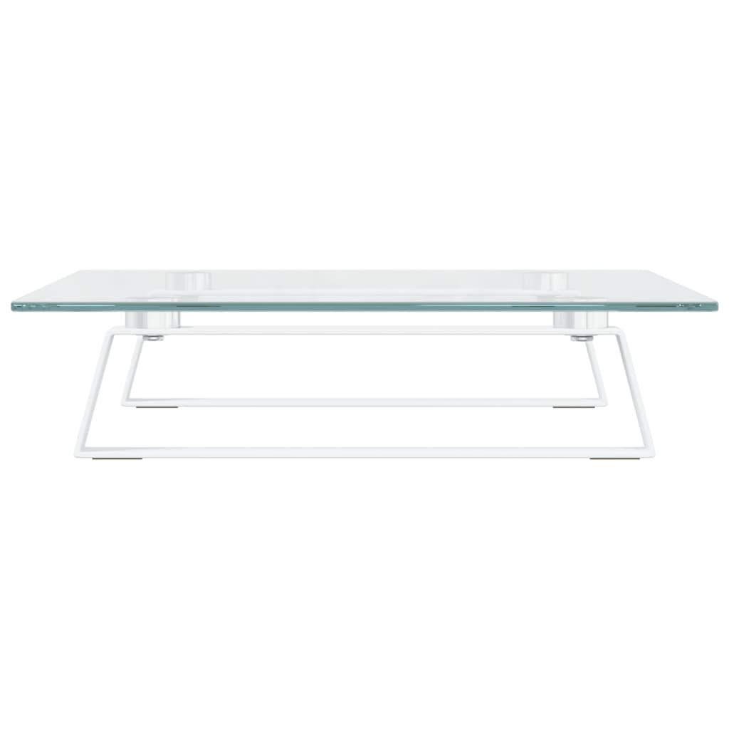 Monitorständer Weiß 60x20x8 cm Hartglas und Metall