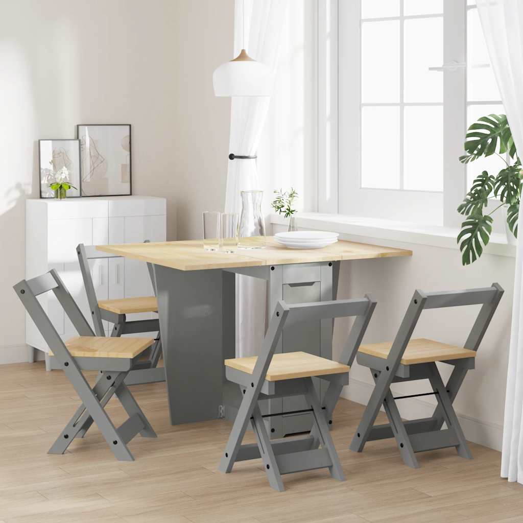 5-tlg. Butterfly-Esstisch-Set Corona Wachsbraun Kiefernholz
