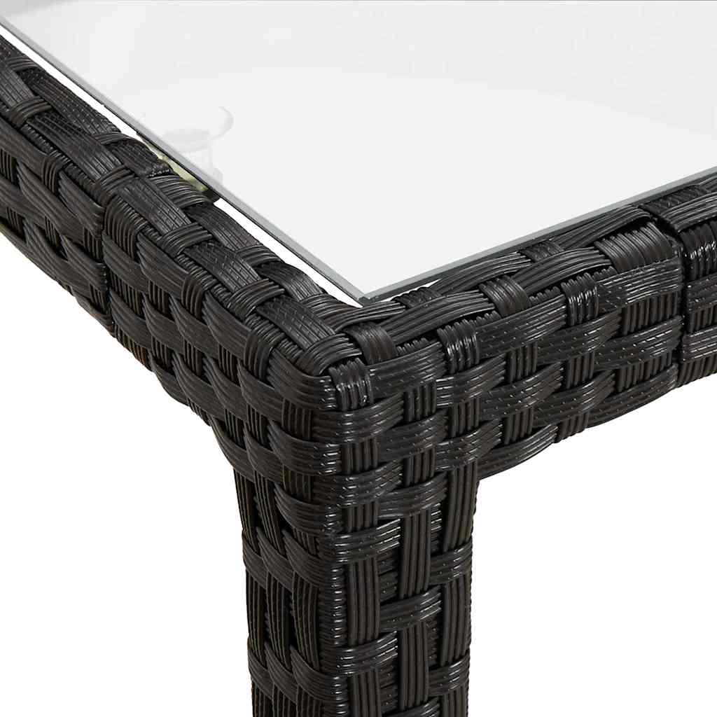 Gartentisch 150x90x75 cm Hartglas und Poly Rattan Grau