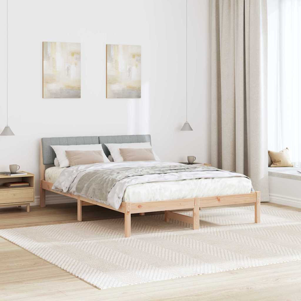 Bettgestell Braun und hellgrau 200 x 200 cm Massivholz Kiefer