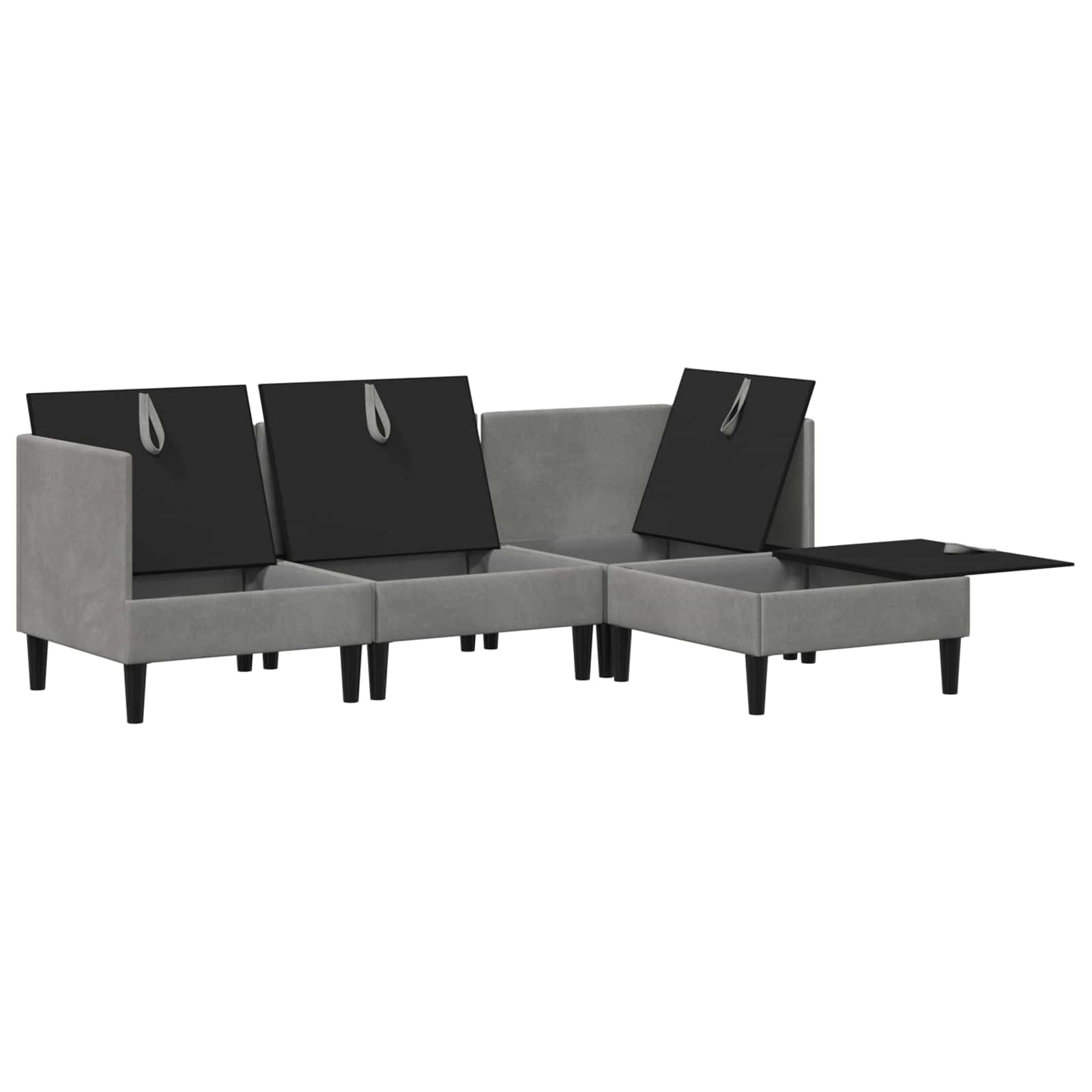 Wohnzimmergarnitur mit Kissen mit Speicher 3 pcs Hellgrau Samt