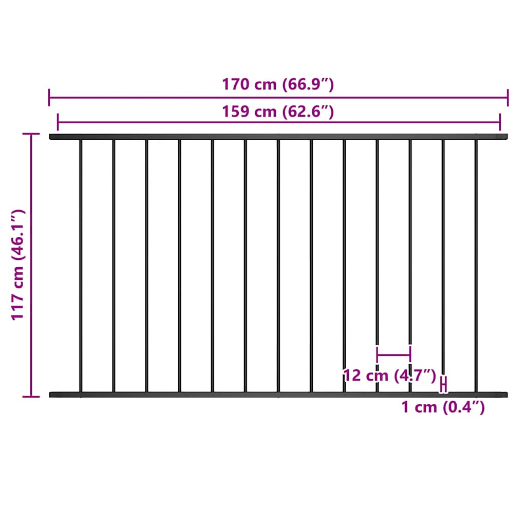 Zaunelement Woerden Pulverbeschichteter Stahl 1,7 x 0,75 m Schwarz