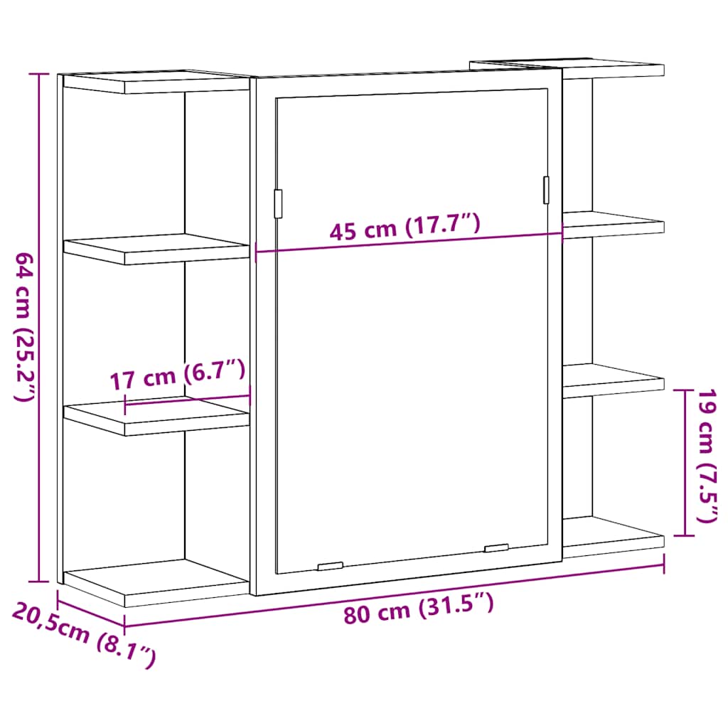 Bad-Spiegelschrank Weiß 80x20,5x64 cm Holzwerkstoff
