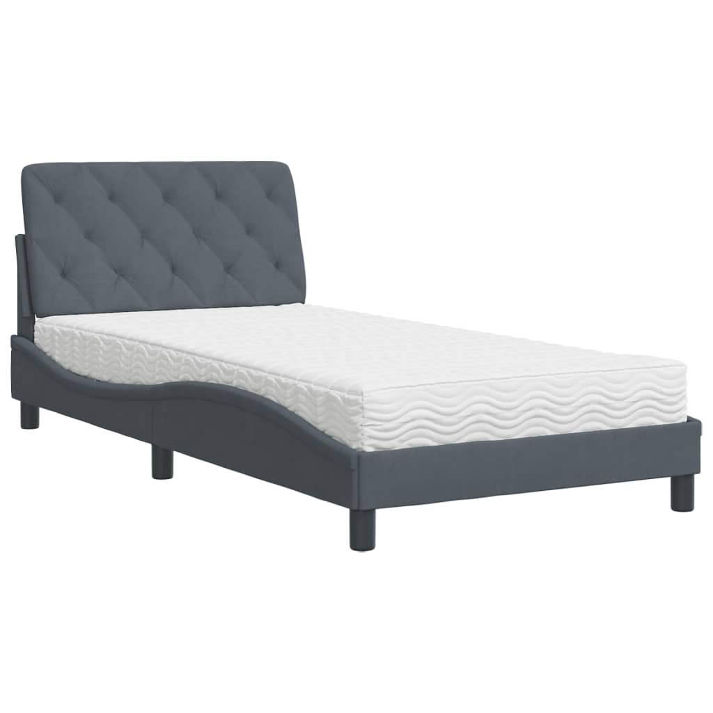 Bett mit Matratze Hellgrau 80x200 cm Samt
