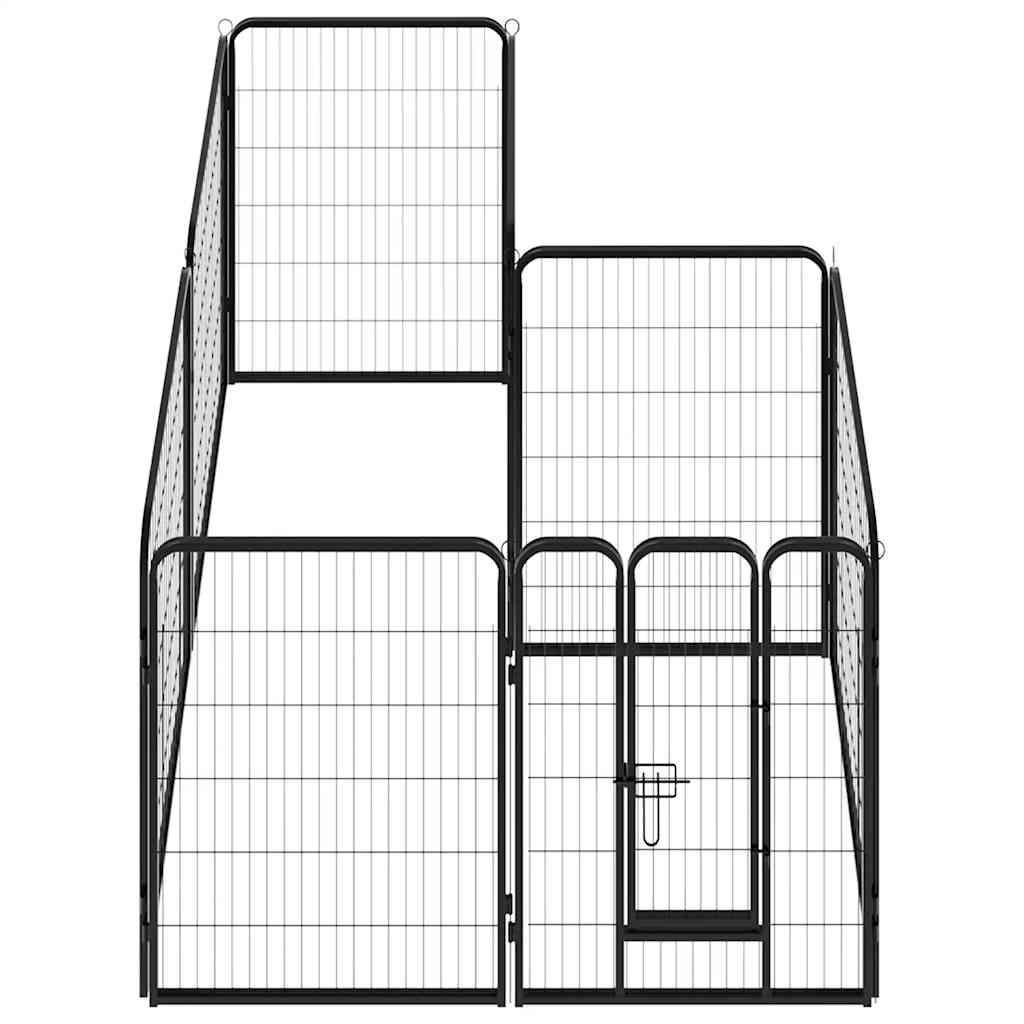Hunde-Laufgitter 8 Paneele Stahl 60 x 80 cm Schwarz