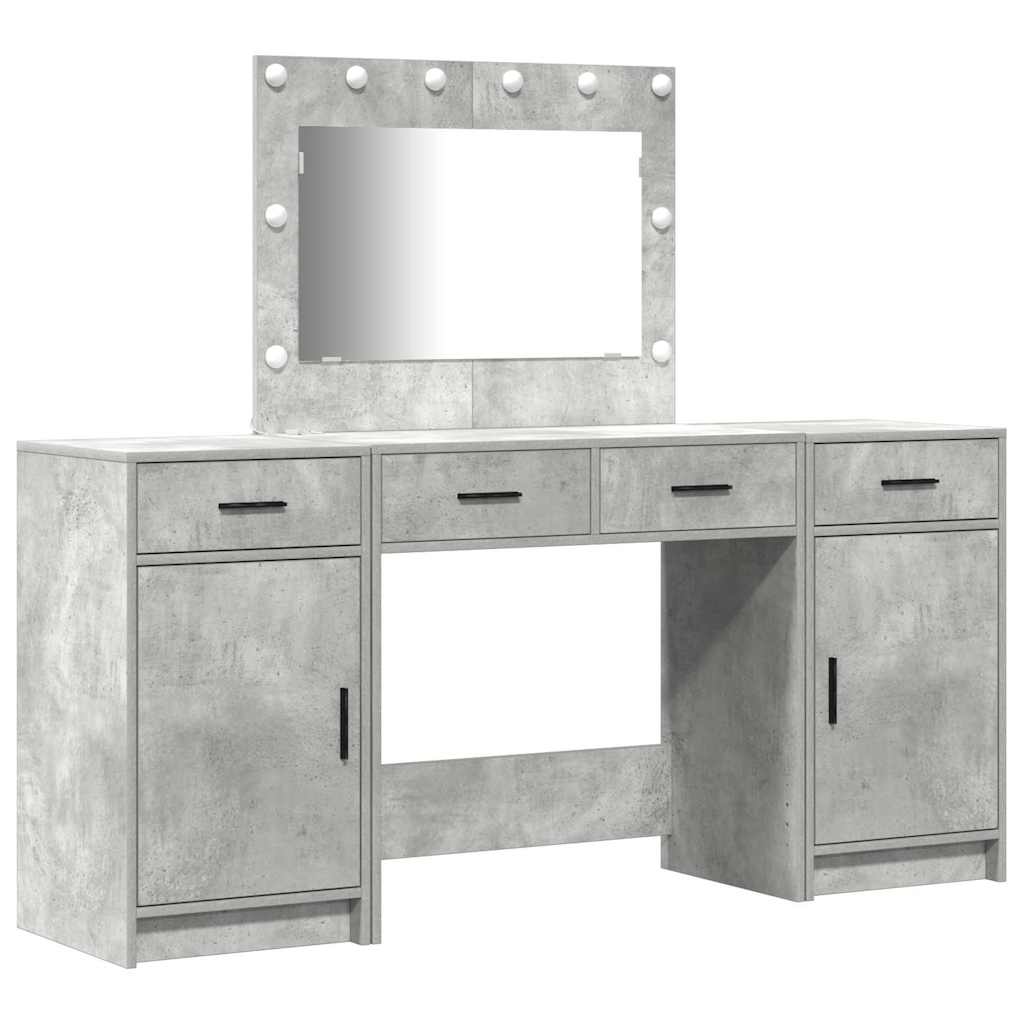 Schminktisch mit Spiegelbeleuchtung 3 pcs Weiß Holzwerkstoff
