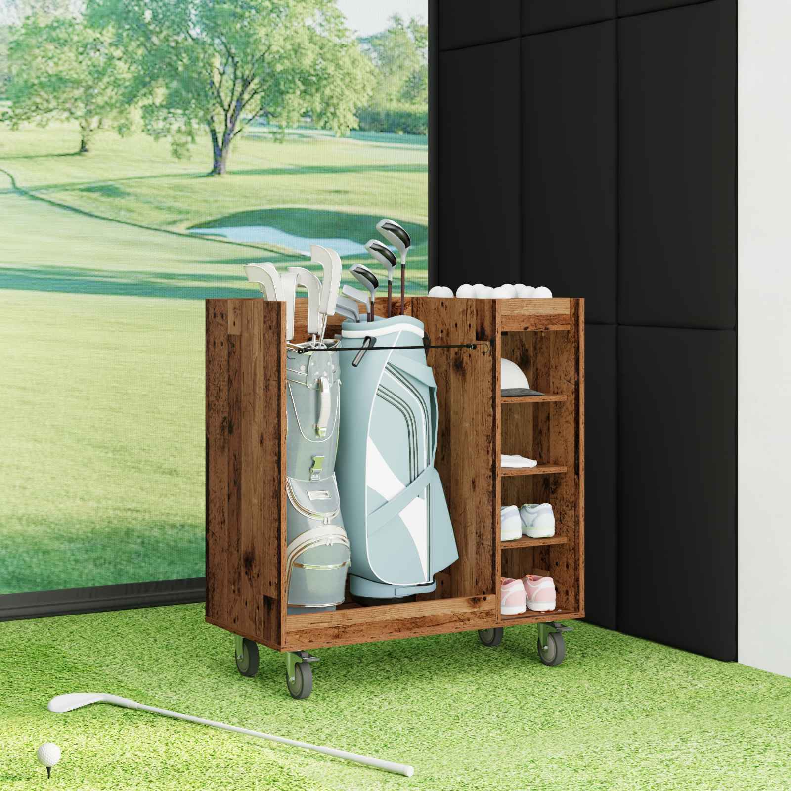 Golf Schrank Mit Rad Uni Weiß 65 x 45 x 98 cm
