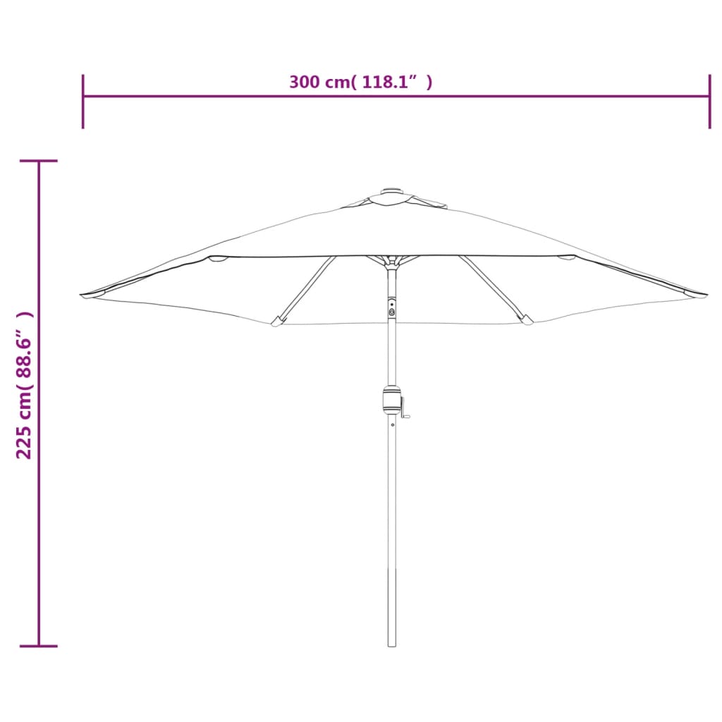 Sonnenschirm mit LED-Beleuchtung Stahl-Mast 300 cm Bordeauxrot