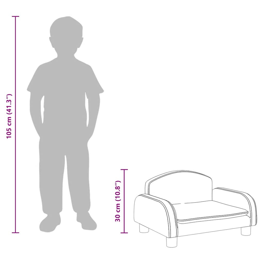 Kindersofa Schwarz 70x45x30 cm Kunstleder