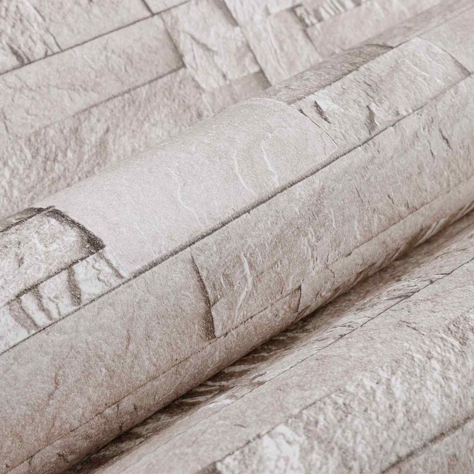 3D Stein Tapete Beige 10 x 0,53 m Vliesstoff
