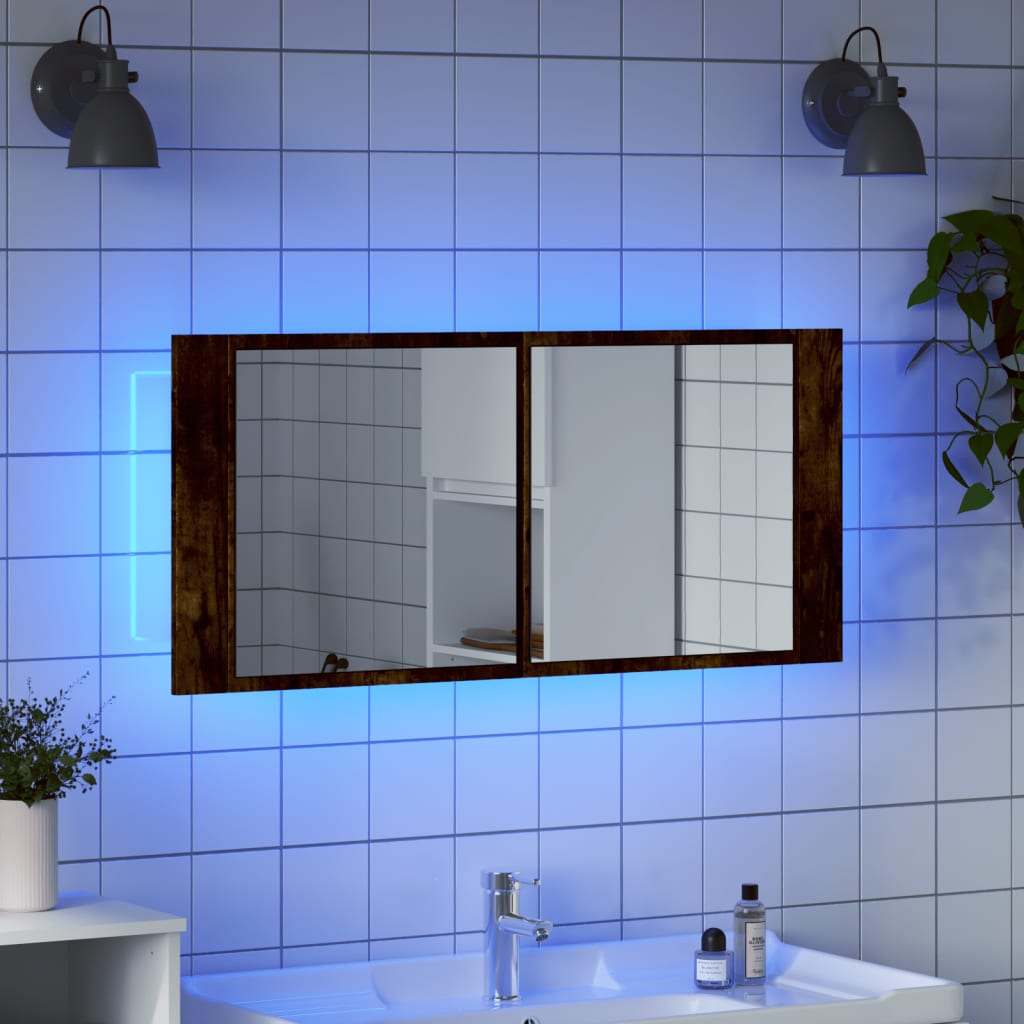 LED-Bad-Spiegelschrank Weiß 100x12x45 cm Acryl