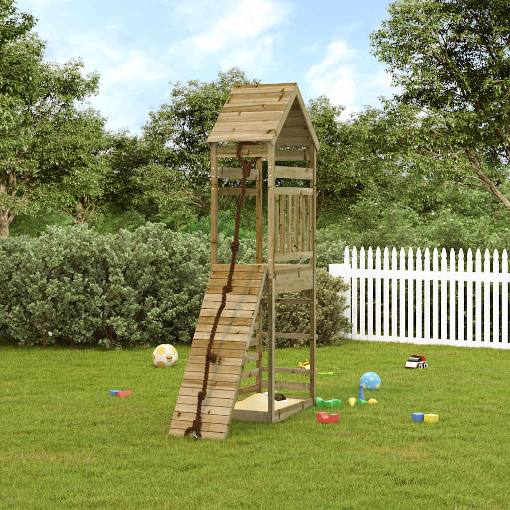 Spielturm mit Kletterwand Massivholz Kiefer