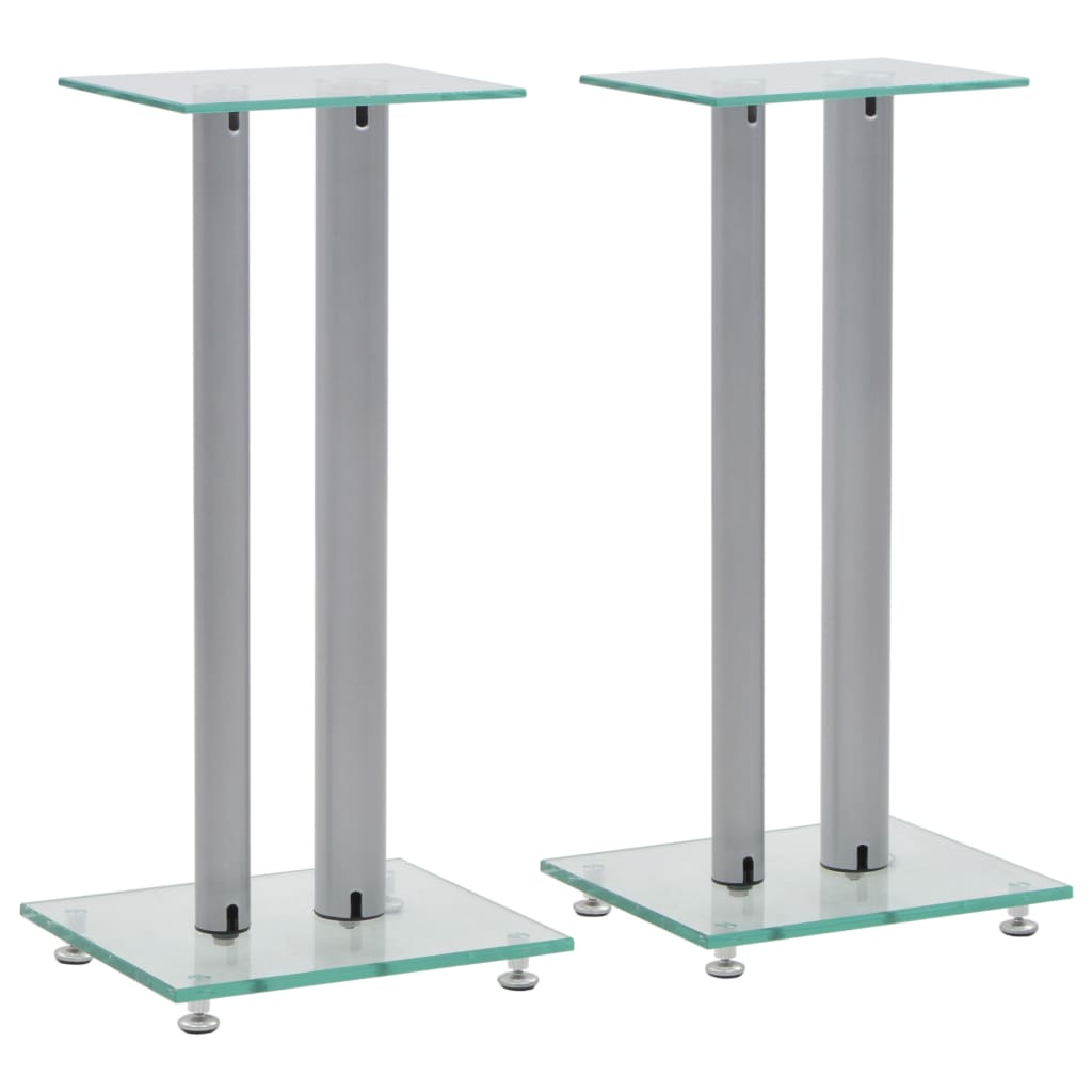 Lautsprecherständer 2 Stk. Doppelsäulen-Design Hartglas Schwarz
