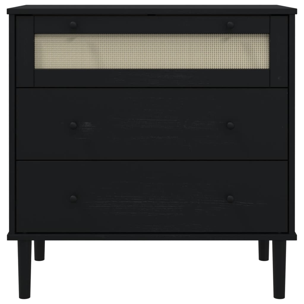 Schubladenkommode SENJA Rattan-Look Braun 80x40x80 Kiefernholz