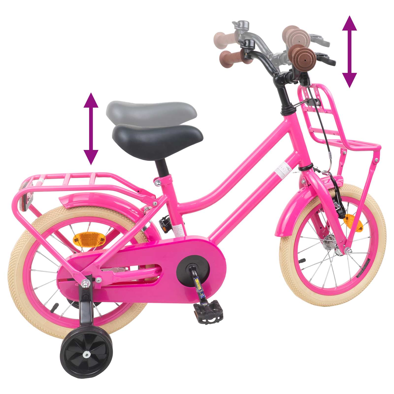Kinderfahrrad 12 Zoll für 2-4 Jahre alt Hellrosa