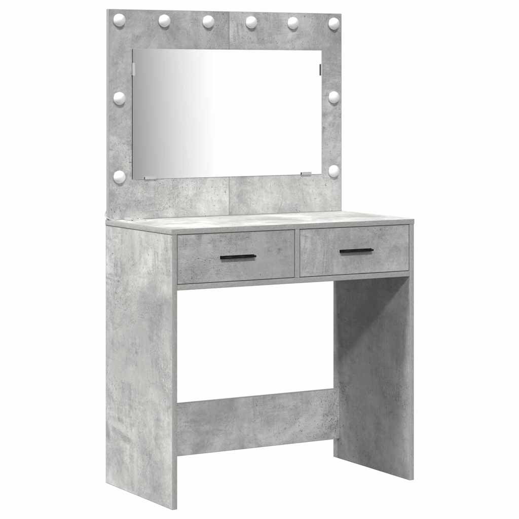 Schminktisch mit Spiegelbeleuchtung 3 pcs Weiß Holzwerkstoff
