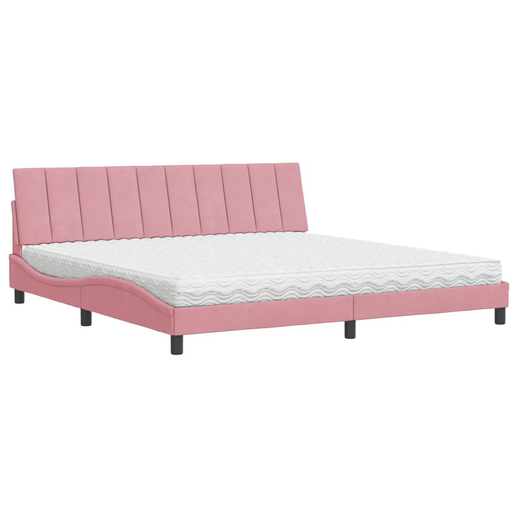 Bett mit Matratze "Hanko" Hellgrau 80x200 cm Samt