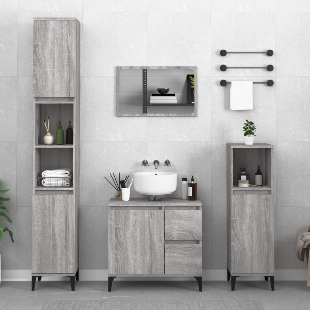 Badschrank Weiß 30x30x190 cm Holzwerkstoff
